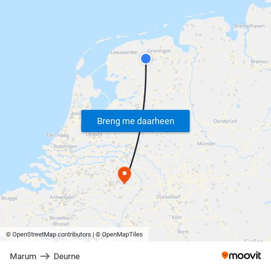 Marum to Deurne map