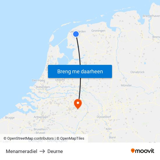 Menameradiel to Deurne map