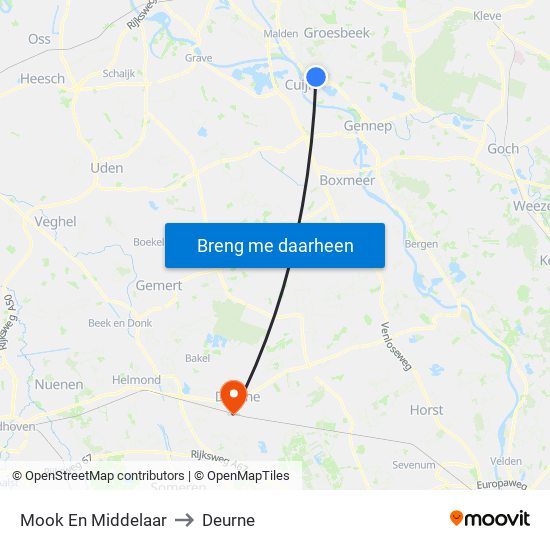 Mook En Middelaar to Deurne map