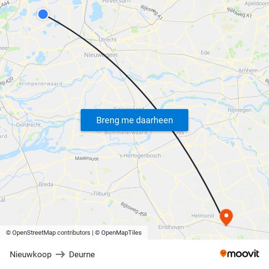 Nieuwkoop to Deurne map