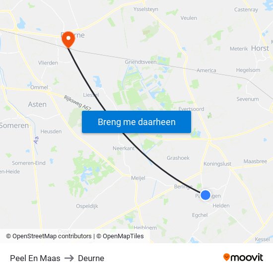 Peel En Maas to Deurne map