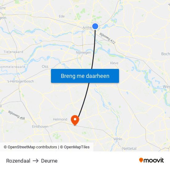 Rozendaal to Deurne map