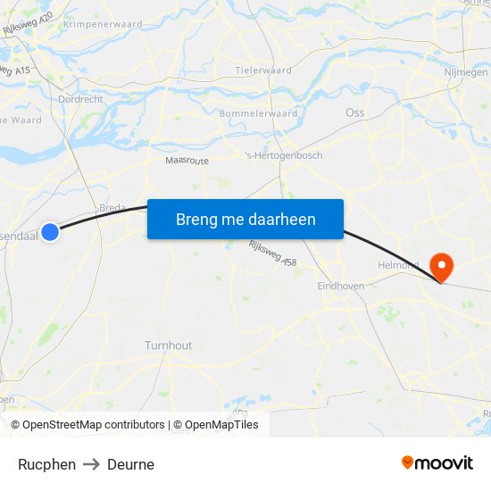 Rucphen to Deurne map