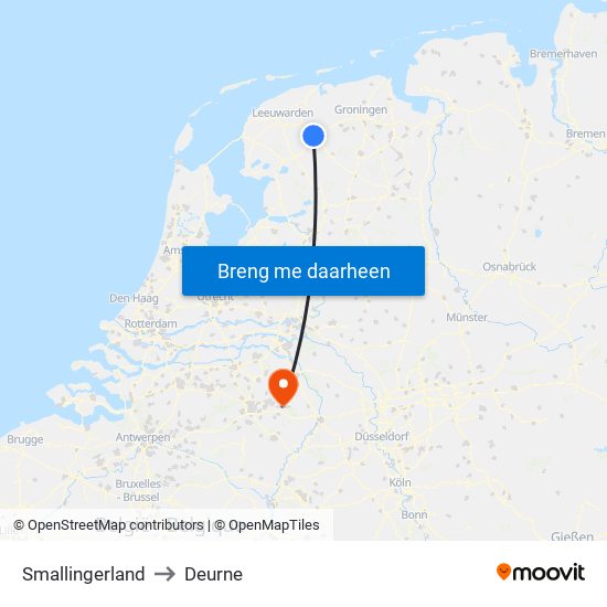 Smallingerland to Deurne map