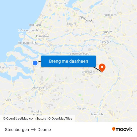 Steenbergen to Deurne map