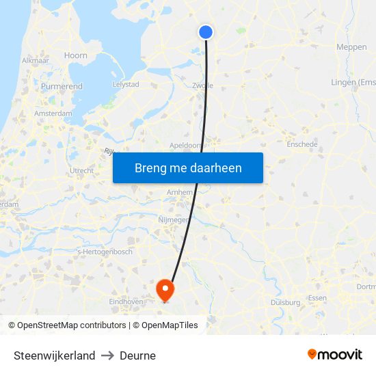 Steenwijkerland to Deurne map