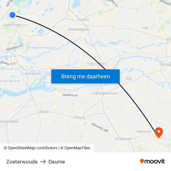 Zoeterwoude to Deurne map