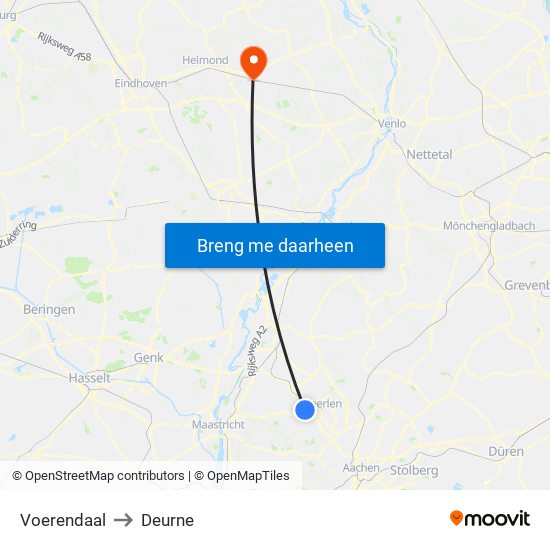 Voerendaal to Deurne map