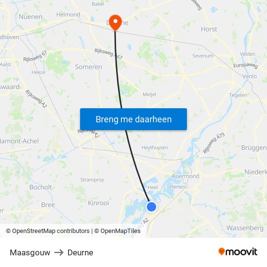 Maasgouw to Deurne map