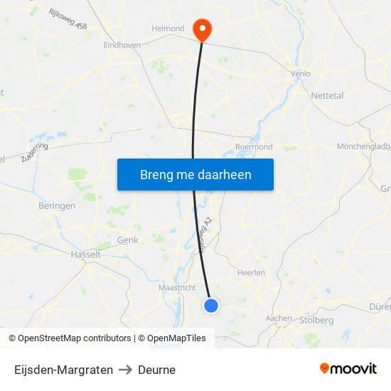 Eijsden-Margraten to Deurne map