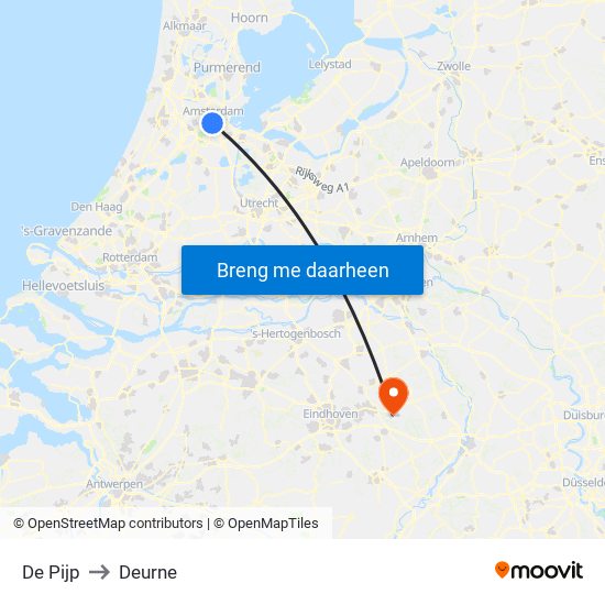 De Pijp to Deurne map