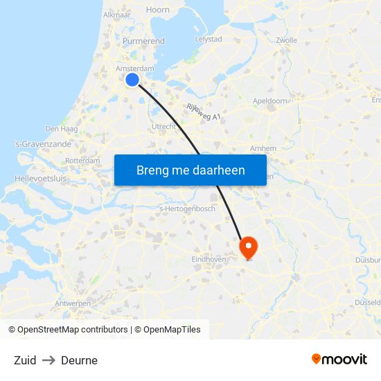 Zuid to Deurne map