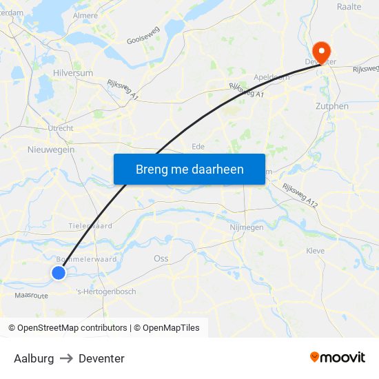 Aalburg to Deventer map