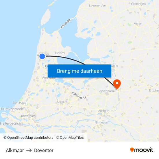 Alkmaar to Deventer map