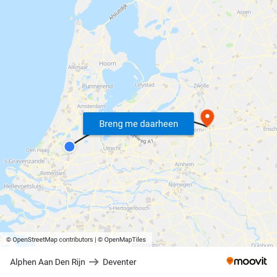 Alphen Aan Den Rijn to Deventer map