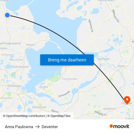 Anna Paulowna to Deventer map