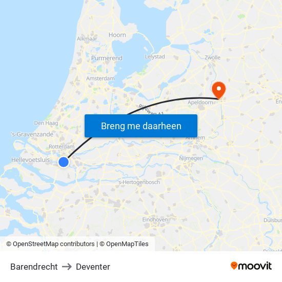 Barendrecht to Deventer map