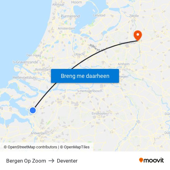 Bergen Op Zoom to Deventer map