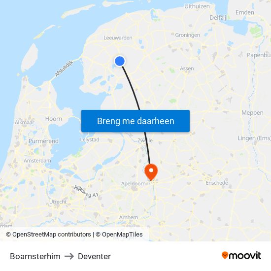Boarnsterhim to Deventer map