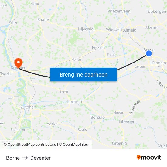 Borne to Deventer map