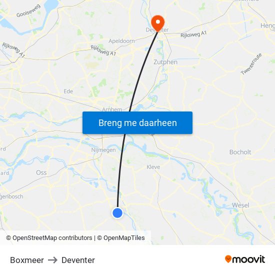 Boxmeer to Deventer map