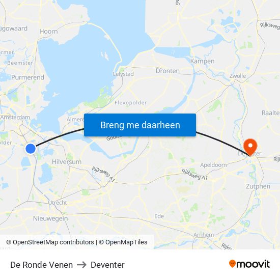 De Ronde Venen to Deventer map
