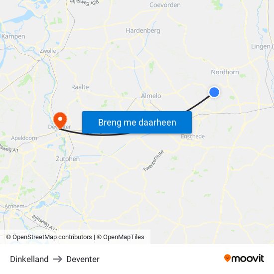 Dinkelland to Deventer map