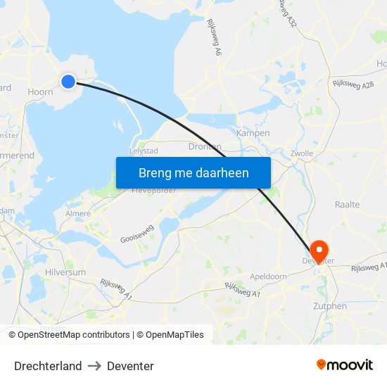 Drechterland to Deventer map