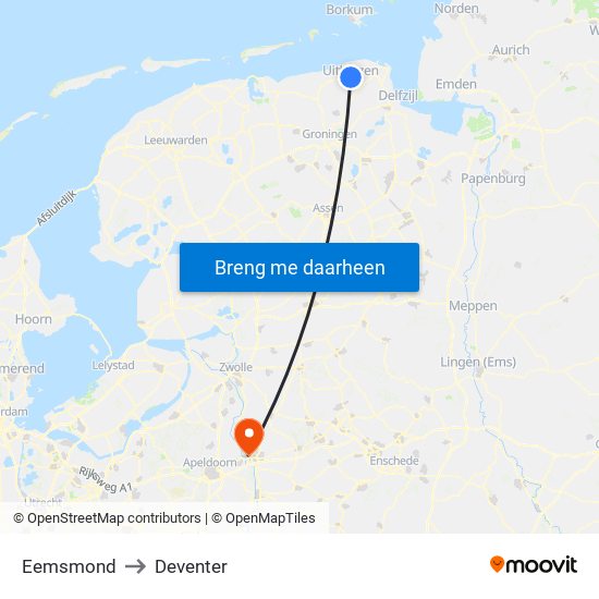 Eemsmond to Deventer map