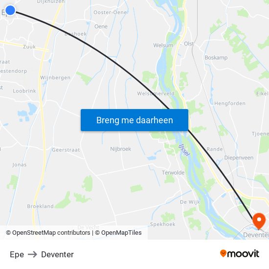 Epe to Deventer map