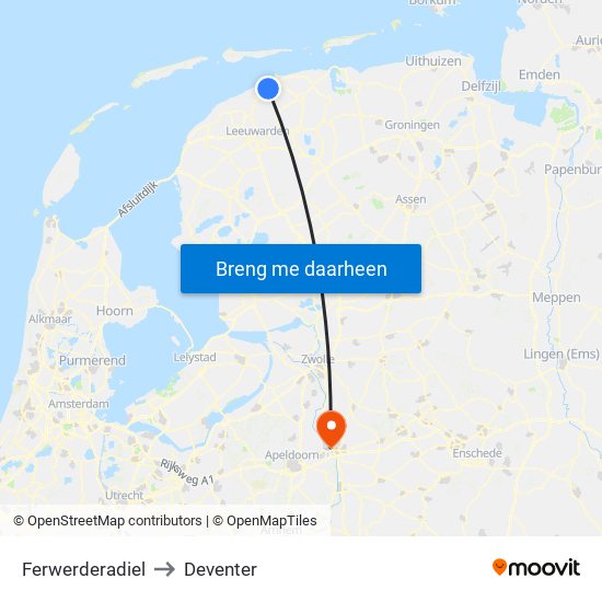Ferwerderadiel to Deventer map
