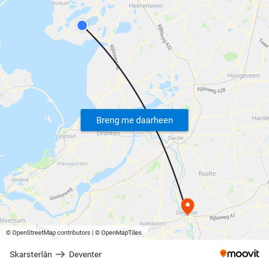 Skarsterlân to Deventer map