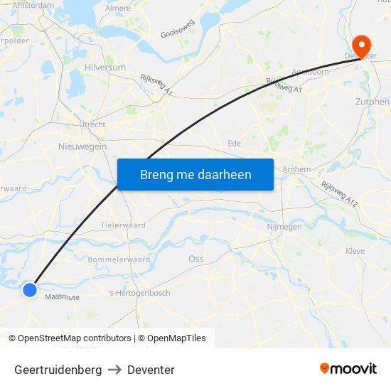 Geertruidenberg to Deventer map