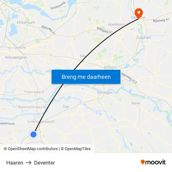 Haaren to Deventer map