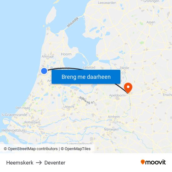 Heemskerk to Deventer map