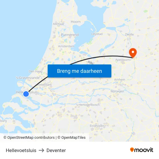 Hellevoetsluis to Deventer map