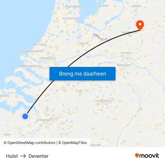 Hulst to Deventer map