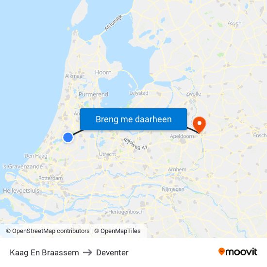 Kaag En Braassem to Deventer map