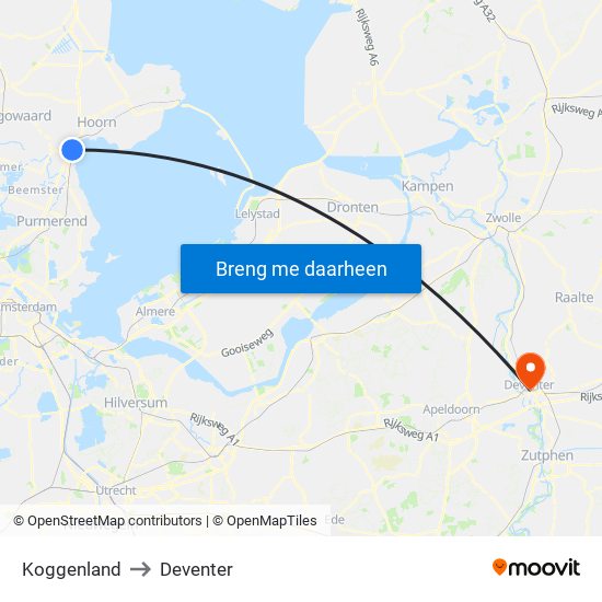 Koggenland to Deventer map