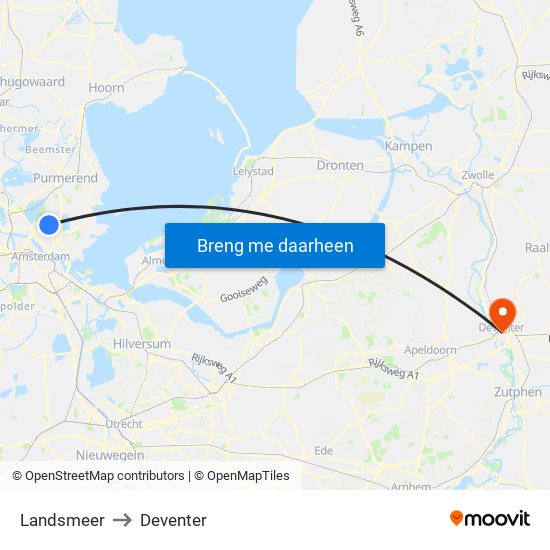 Landsmeer to Deventer map