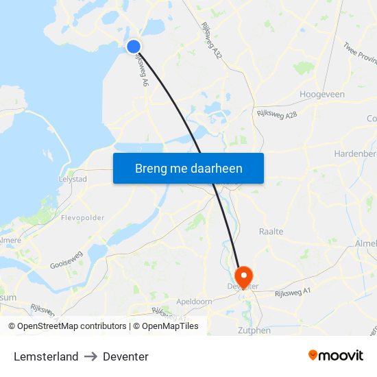 Lemsterland to Deventer map