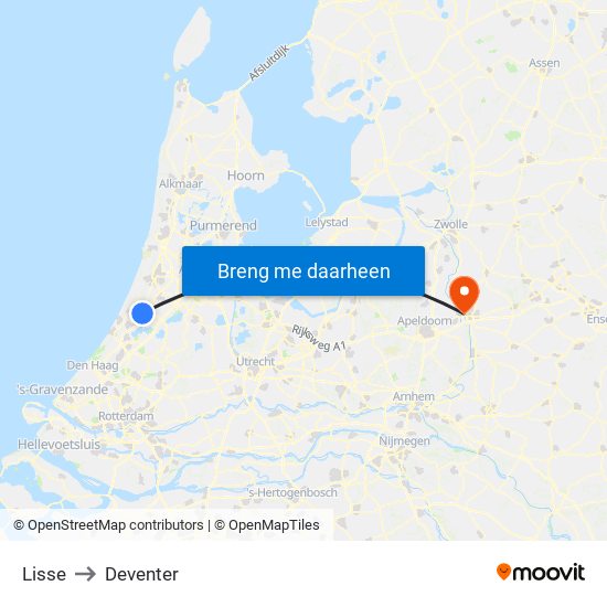 Lisse to Deventer map