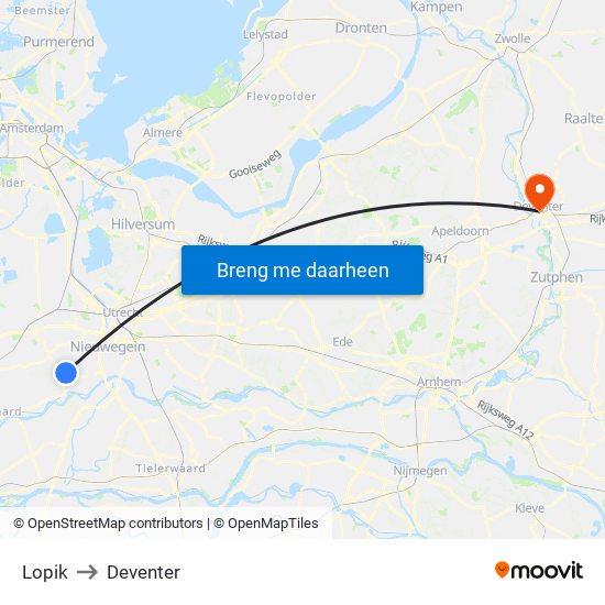 Lopik to Deventer map