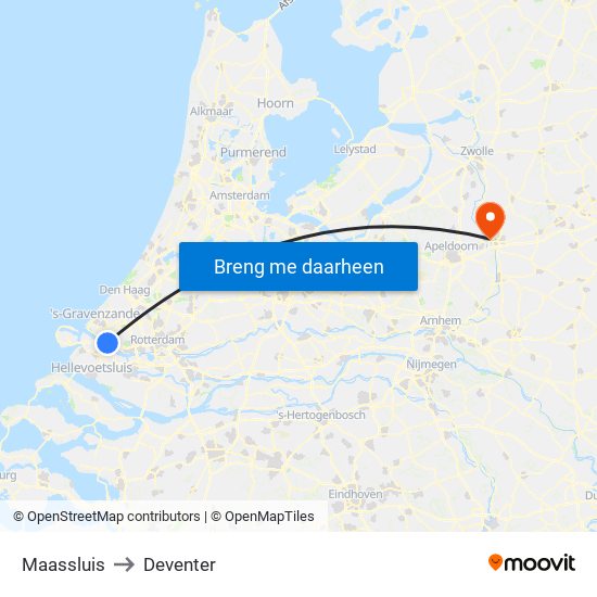 Maassluis to Deventer map
