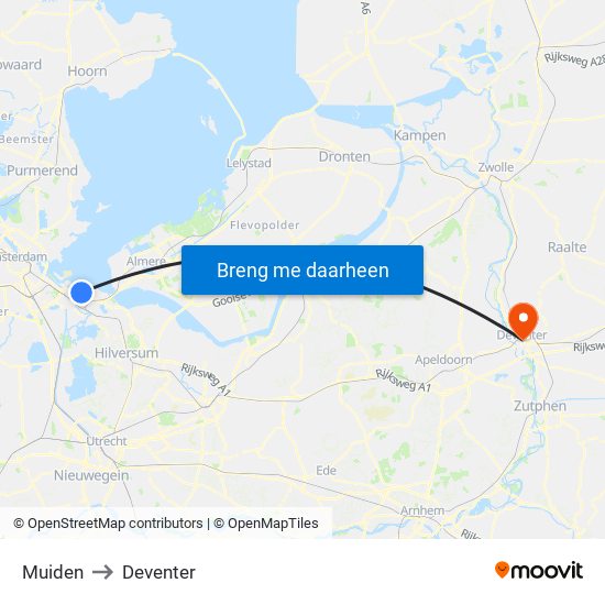 Muiden to Deventer map