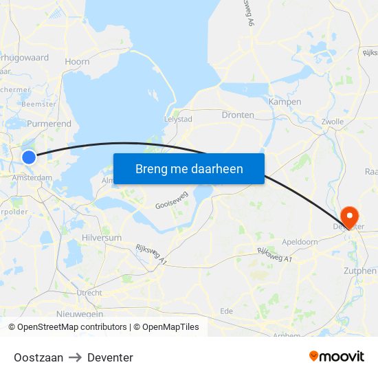 Oostzaan to Deventer map