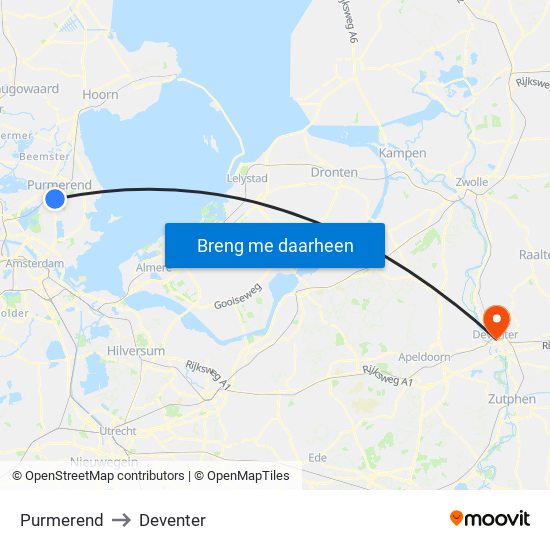 Purmerend to Deventer map