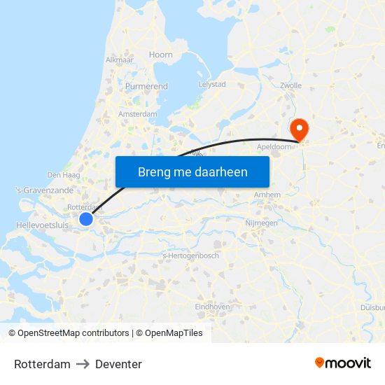 Rotterdam to Deventer map