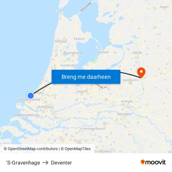 'S-Gravenhage to Deventer map