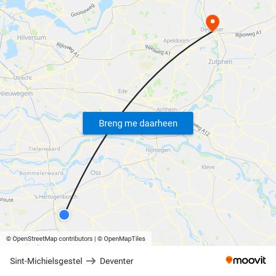 Sint-Michielsgestel to Deventer map